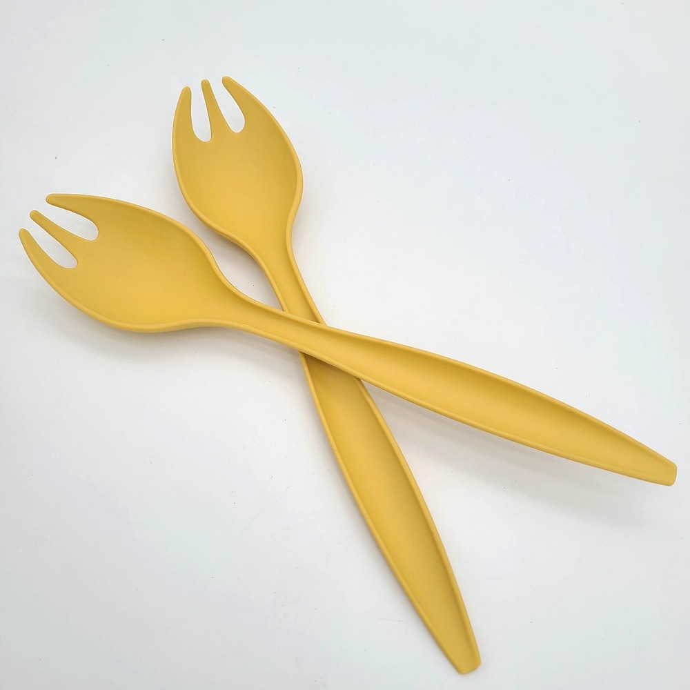 Vintage 1970s Tupperware Golden Harvest Yellow Salad Tongs 12" pair